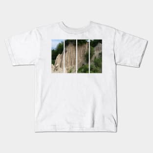 The incredible earth pyramids of Collepietra (Piramidi di Terra) in the Dolomites. Striking place. Italian Alps. Sunny spring day with no people. Valley in the background. Trentino Alto Adige. Kids T-Shirt